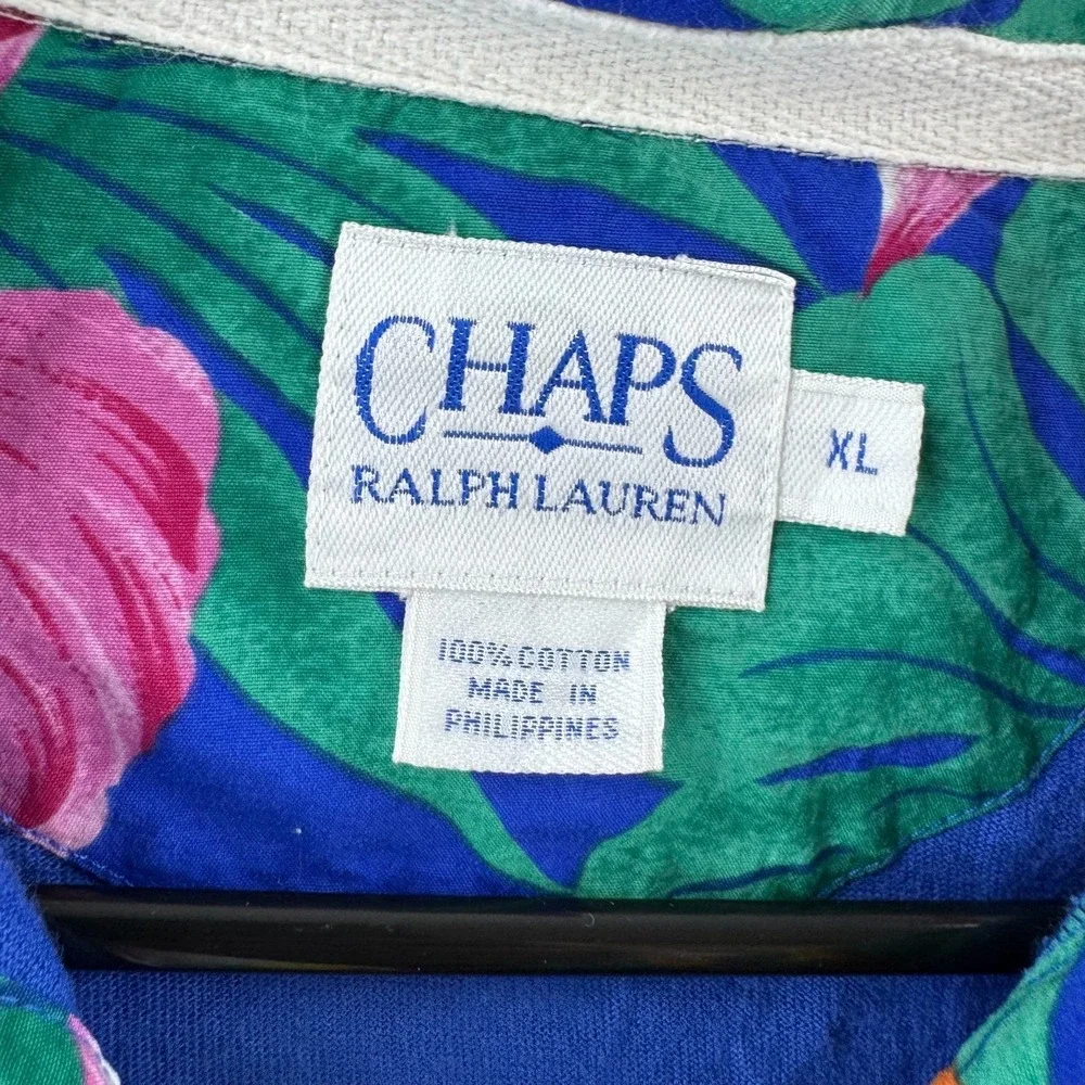 Vintage 90s Chaps Ralph Lauren Shirt Mens XL Rugby Polo Hawaiian Cotton